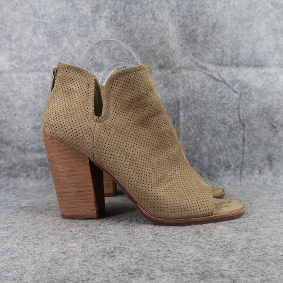 Dolce Vita Shoes Womens 7.5 Bootie Fashion Open Toe Cutout Chunky Heel Olive Zip - Picture 2 of 15